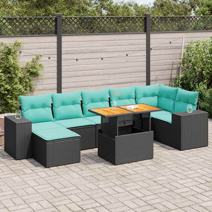 Set Divani da Giardino con Cuscini 8 pz Nero in Polyrattan