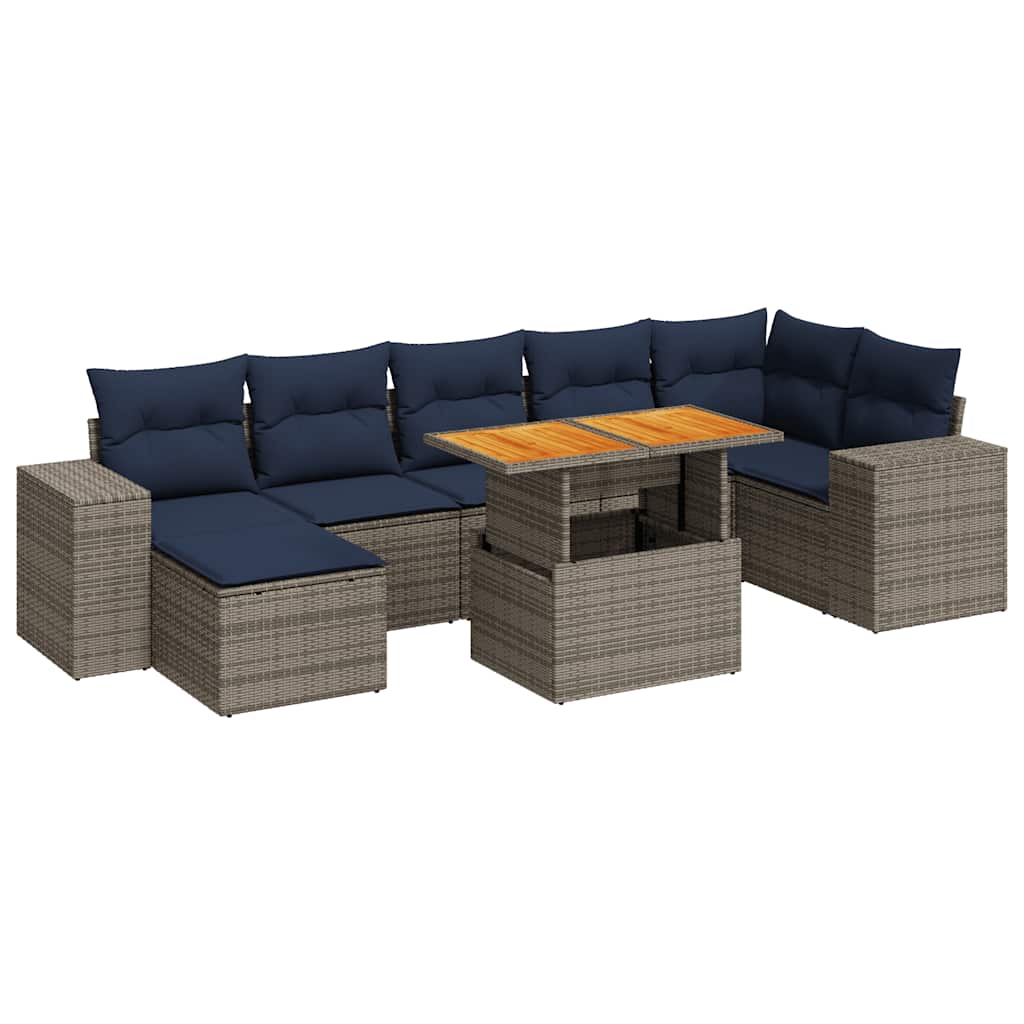 Set Divano da Giardino 8 pz con Cuscini Grigio in Polyrattan | homemem39