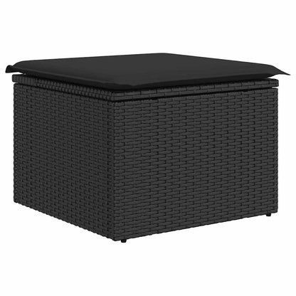 Set Divani da Giardino 9 pz con Cuscini Nero Polyrattan Acacia | homemem39
