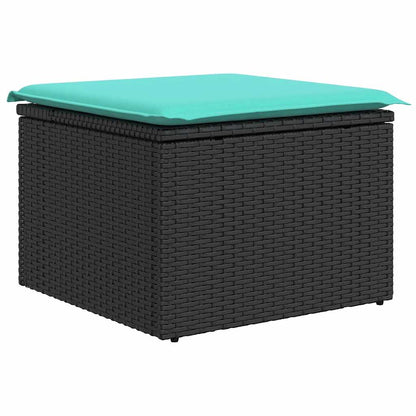 Set Divani da Giardino 9 pz con Cuscini Nero in Polyrattan