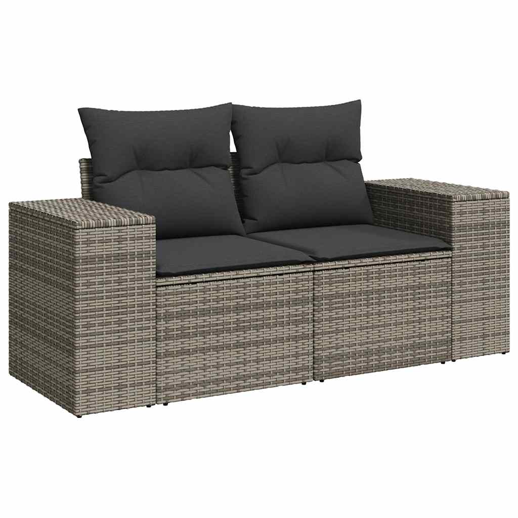 Divano Giardino 10 pz con Cuscini Grigio in Polyrattan Acacia