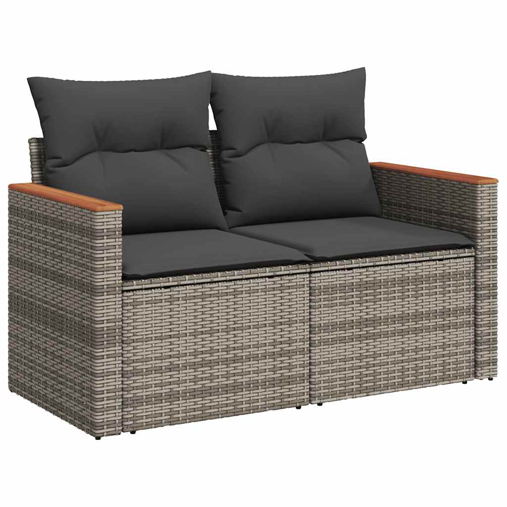 Set Divani da Giardino 7pz con Cuscini Grigio Polyrattan Acacia | homemem39
