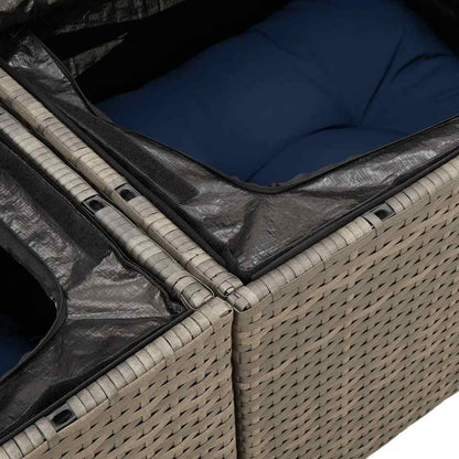 Set Divani da Giardino 7 pz con Cuscini Grigio in Polyrattan | homemem39