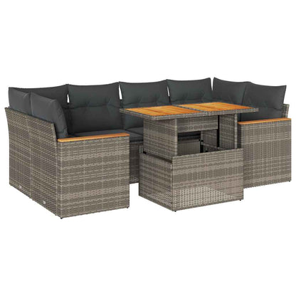 Set Divano da Giardino 6pz con Cuscini Grigio Polyrattan Acacia | homemem39