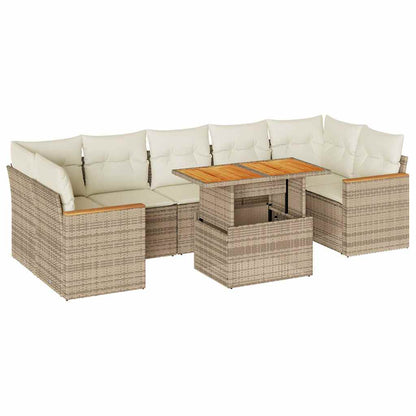 Set Divano da Giardino 8 pz con Cuscini Beige Polyrattan Acacia | homemem39