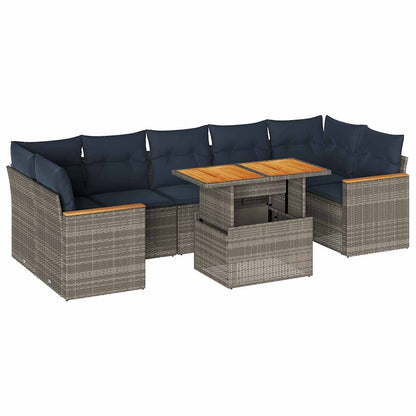 Set Divano da Giardino 8 pz con Cuscini Grigio in Polyrattan | homemem39