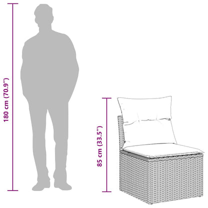 Set Divani da Giardino 9 pz con Cuscini Nero Polyrattan Acacia