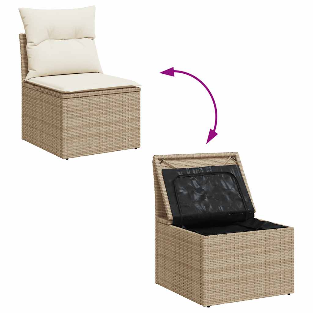 Set Divano da Giardino 5 pz con Cuscini Beige Polyrattan Acacia | homemem39