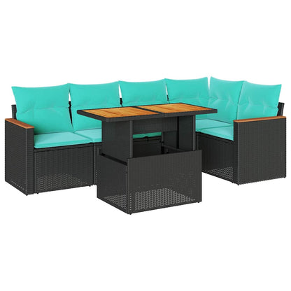 Set Divano da Giardino 6 pz con Cuscini Nero in Polyrattan | homemem39