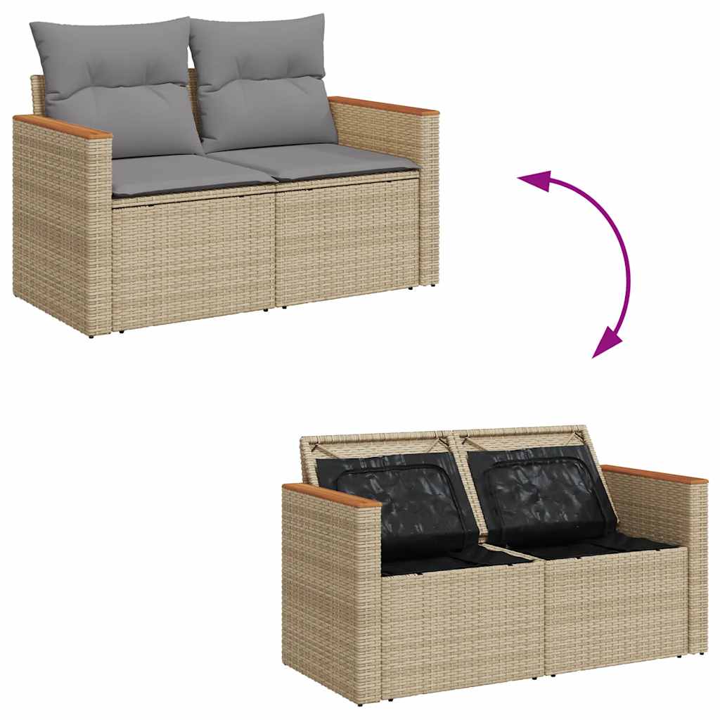 Set Divano da Giardino 6 pz con Cuscini Beige Polyrattan Acacia | homemem39