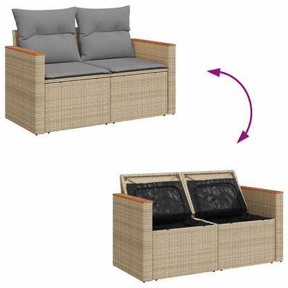 Set Divano da Giardino 6 pz con Cuscini Beige Polyrattan Acacia | homemem39
