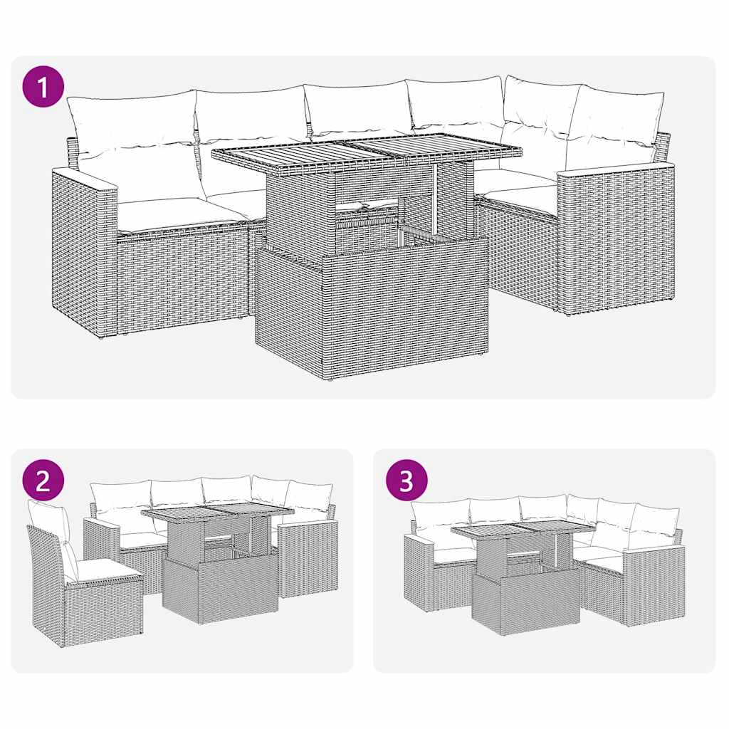 Set Divano da Giardino 6 pz con Cuscini Grigio in Polyrattan | homemem39