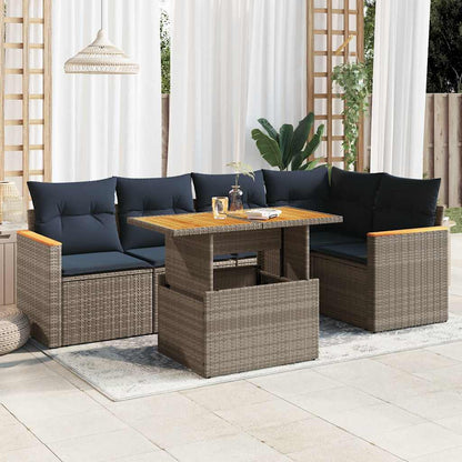 Set Divano da Giardino 6 pz con Cuscini Grigio in Polyrattan | homemem39
