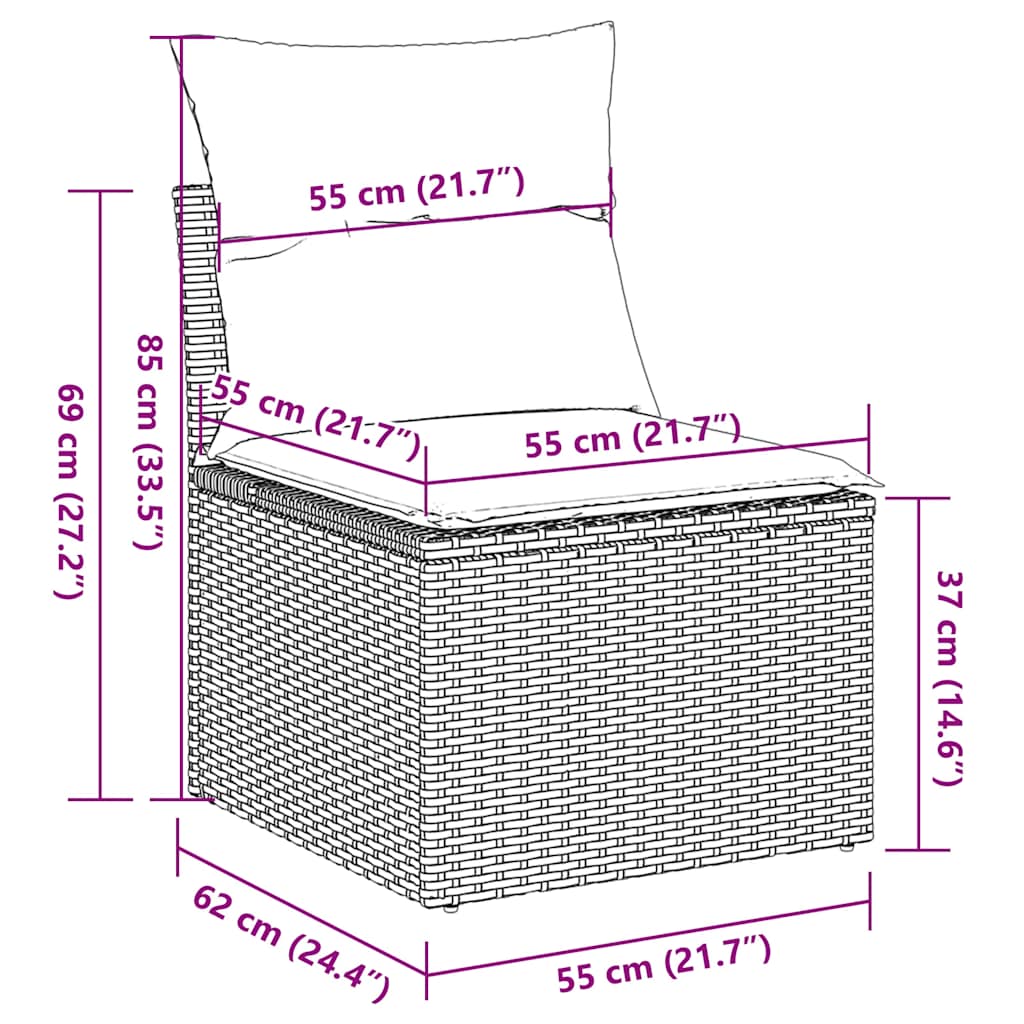 Set Divani da Giardino con Cuscini 7pz Nero Polyrattan Acacia