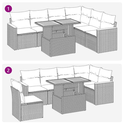 Set Divani da Giardino 7 pz con Cuscini Grigio in Polyrattan | homemem39