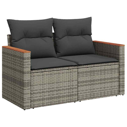 Set Divano da Giardino 9pz con Cuscini Grigio Polyrattan Acacia | homemem39