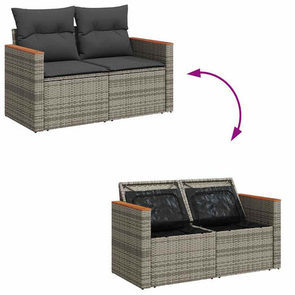 Set Divano da Giardino 9pz con Cuscini Grigio Polyrattan Acacia | homemem39