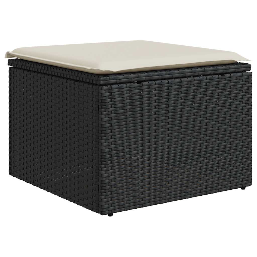 Set Divani da Giardino con Cuscini 7pz Nero Polyrattan Acacia