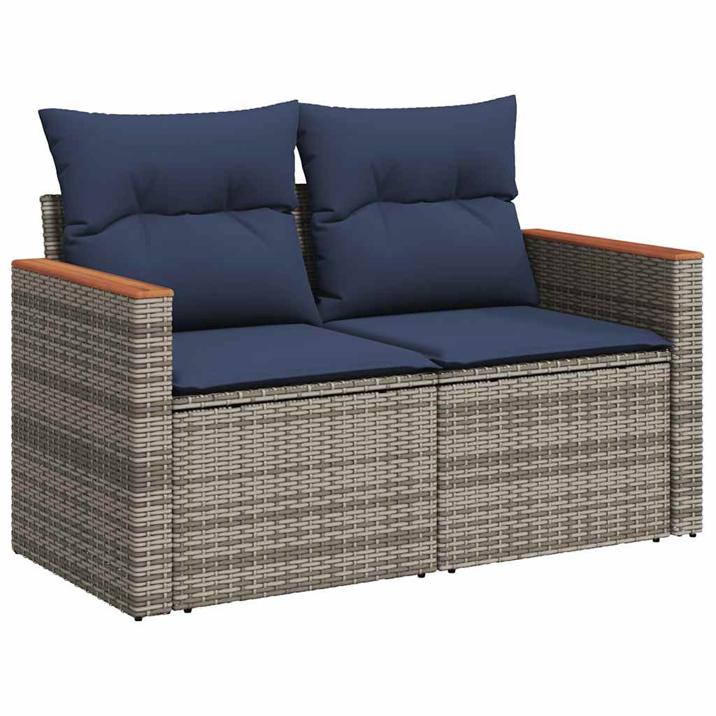 Set Divani da Giardino 7 pz con Cuscini Grigio in Polyrattan