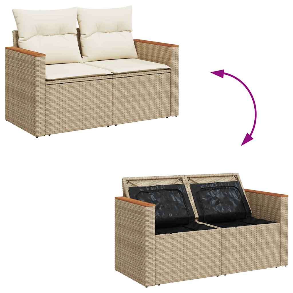 Set Divano da Giardino 9 pz con Cuscini Beige Polyrattan Acacia | homemem39