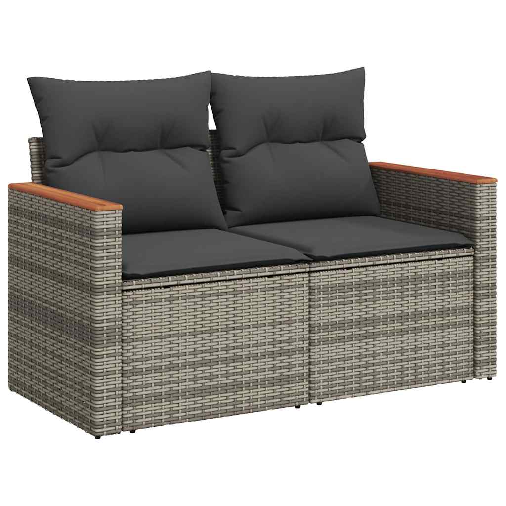 Divano Giardino 10 pz con Cuscini Grigio in Polyrattan Acacia | homemem39
