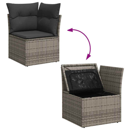 Divano Giardino 10 pz con Cuscini Grigio in Polyrattan Acacia | homemem39