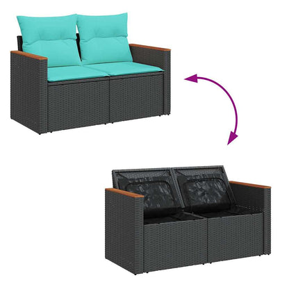 Set Divani da Giardino 11 pz con Cuscini in Polyrattan Nero | homemem39