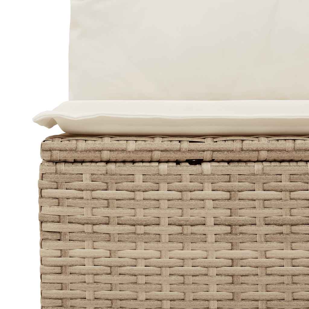 Set Divano da Giardino 5 pz con Cuscini Beige Polyrattan Acacia