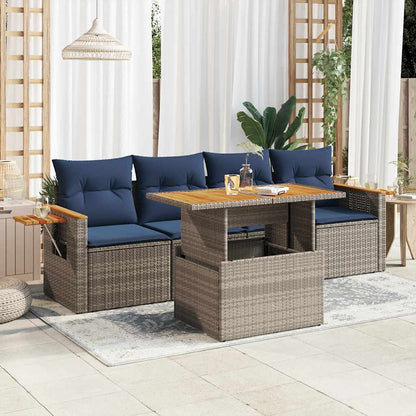 Set Divano da Giardino 5 pz con Cuscini Grigio in Polyrattan | homemem39