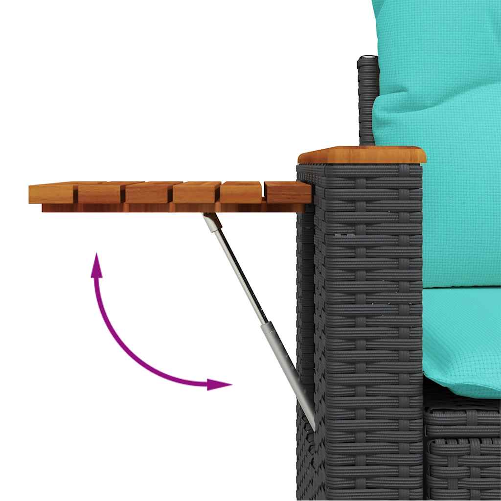 Set Divano da Giardino 6 pz con Cuscini Nero in Polyrattan | homemem39
