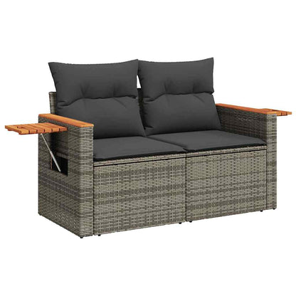 Set Divano da Giardino 6pz con Cuscini Grigio Polyrattan Acacia | homemem39