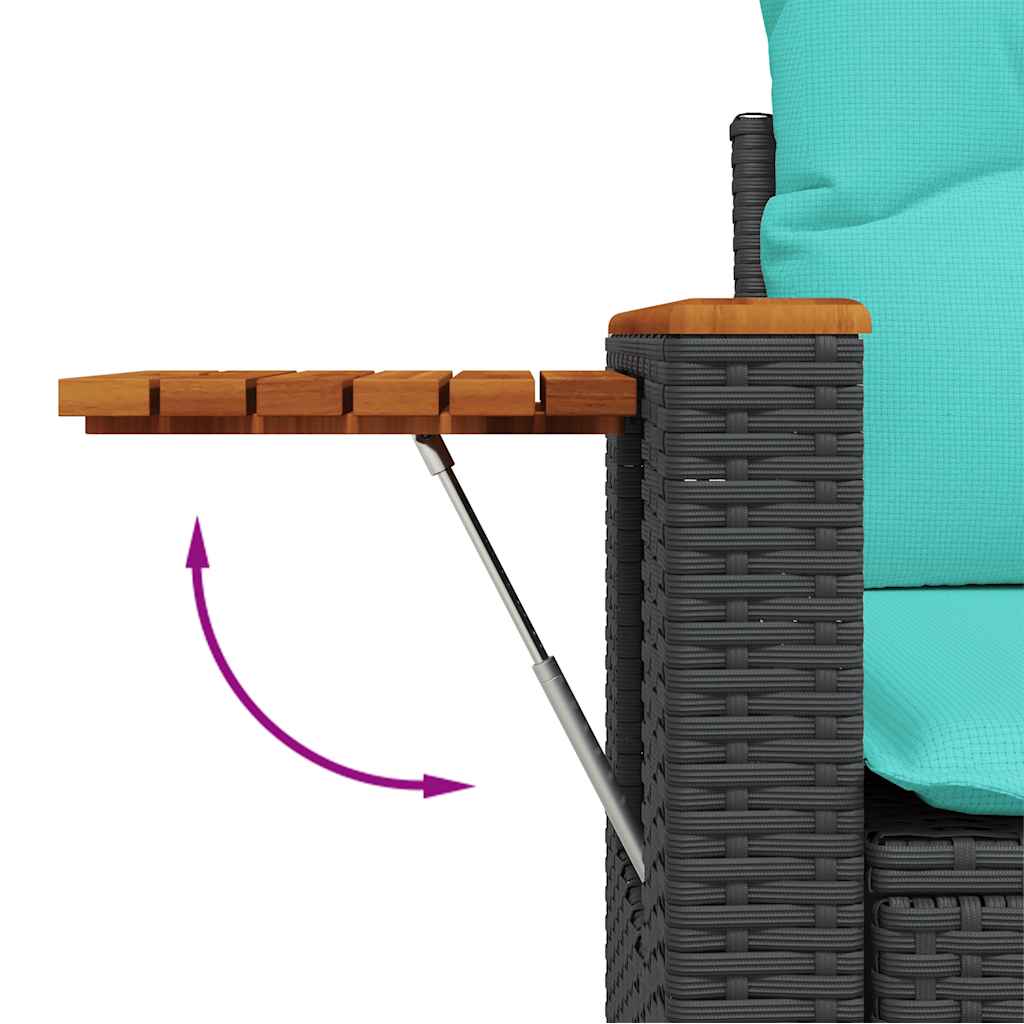 Set Divani da Giardino con Cuscini 7pz Nero Polyrattan