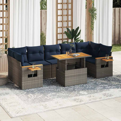Set Divano da Giardino 8 pz con Cuscini Grigio in Polyrattan | homemem39