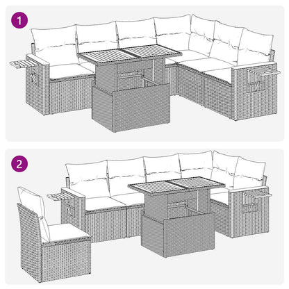 Set Divani da Giardino 7pz con Cuscini Grigio Polyrattan Acacia | homemem39