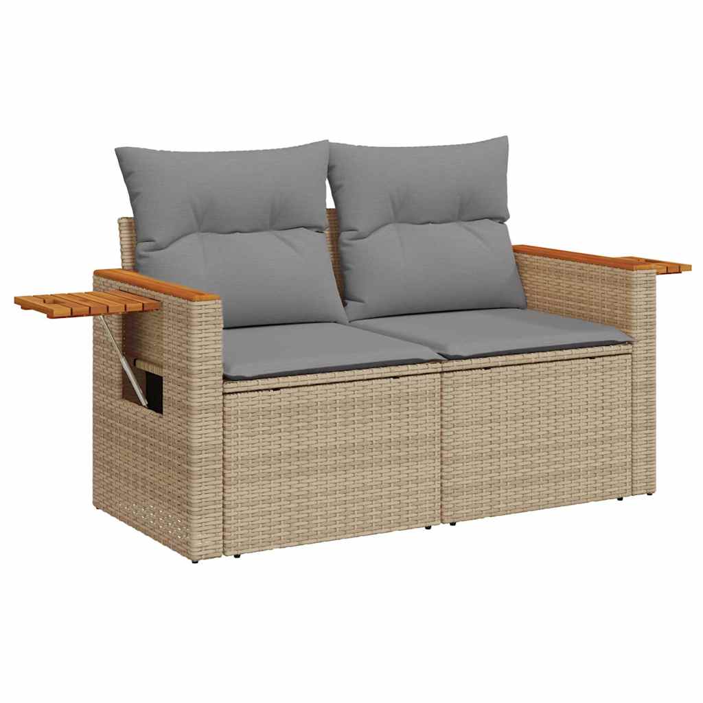 Set Divano da Giardino 8 pz con Cuscini Beige Polyrattan Acacia | homemem39