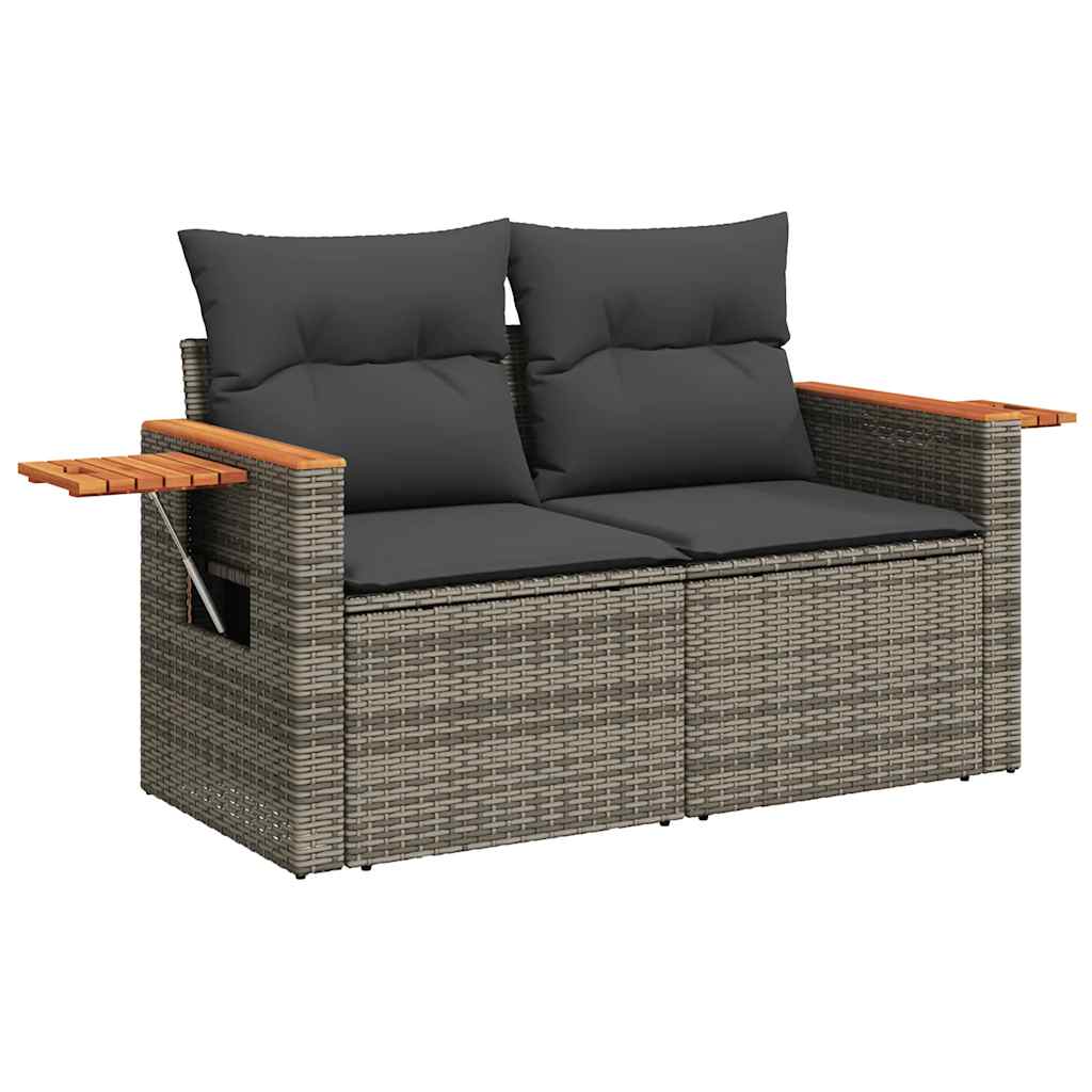 Set Divano da Giardino 8pz con Cuscini Grigio Polyrattan Acacia | homemem39