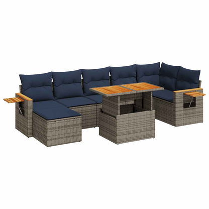 Set Divani Giardino 8 pz con Cuscini Marrone Polyrattan Acacia