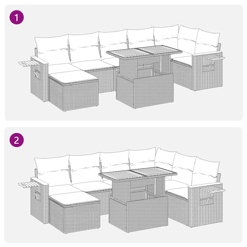 Set Divani Giardino 8 pz con Cuscini Marrone Polyrattan Acacia | homemem39