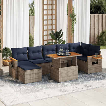 Set Divani Giardino 8 pz con Cuscini Marrone Polyrattan Acacia | homemem39
