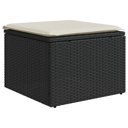 Set Divano da Giardino 6 pz con Cuscini Nero Polyrattan Acacia