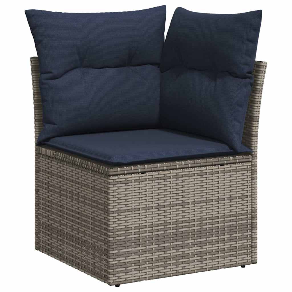 Set Divano da Giardino 6pz con Cuscini Grigio Polyrattan Acacia