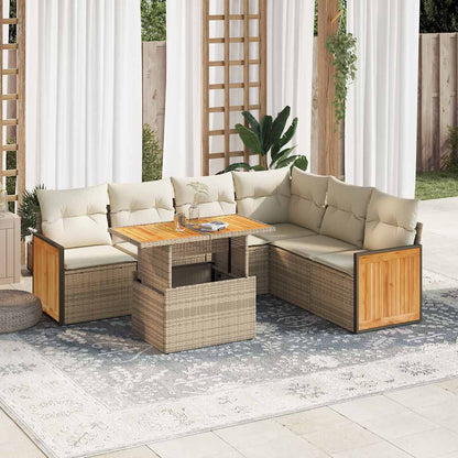 Set Divani Giardino 7 pz con Cuscini Polyrattan Acacia