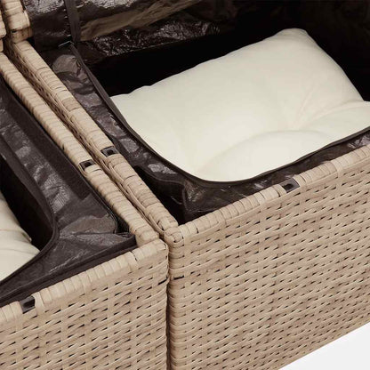 Set Divani da Giardino 7 pz con Cuscini Beige Polyrattan Acacia