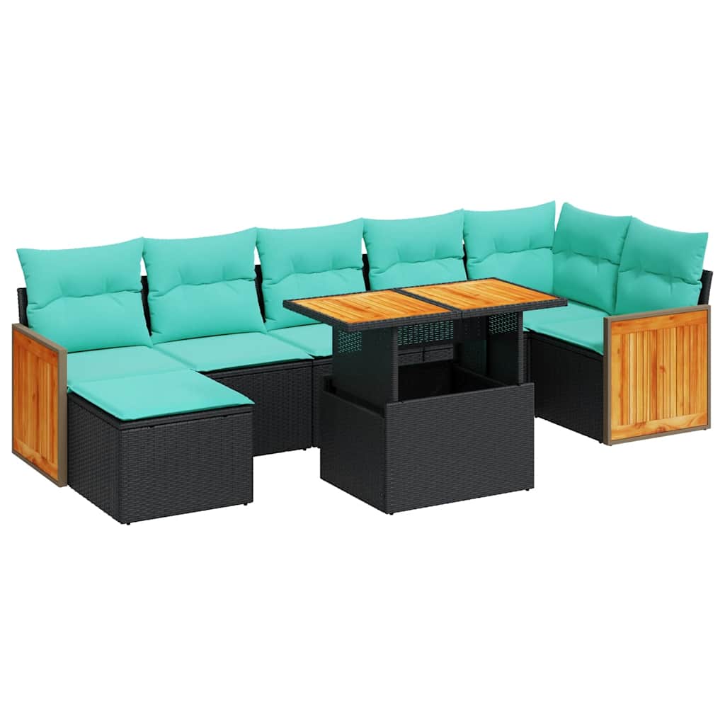 Set Divano da Giardino 8pz con Cuscini Grigio Polyrattan Acacia | homemem39