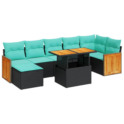 Set Divano da Giardino 8pz con Cuscini Grigio Polyrattan Acacia | homemem39