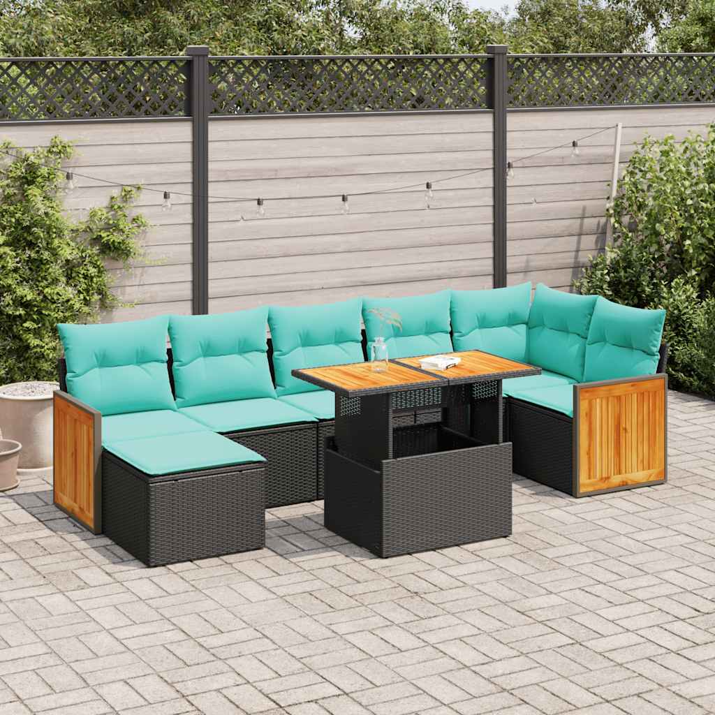Set Divano da Giardino 8pz con Cuscini Grigio Polyrattan Acacia | homemem39