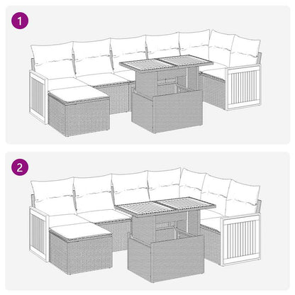Set Divani Giardino 8 pz con Cuscini Marrone Polyrattan Acacia | homemem39