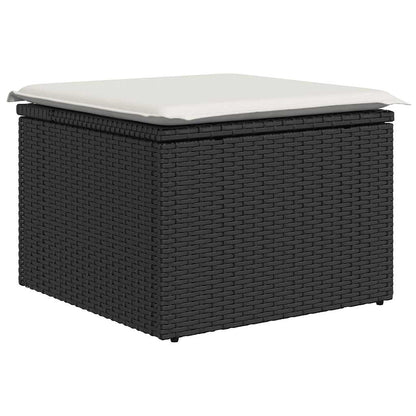 Set Divani da Giardino 9 pz con Cuscini Nero Polyrattan Acacia