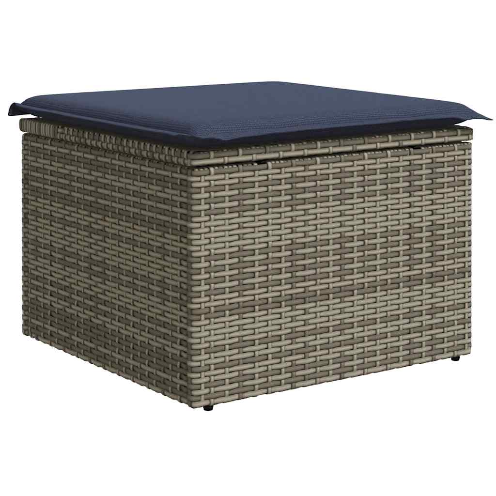 Set Divani Giardino 11 pz con Cuscini Polyrattan Acacia Grigio