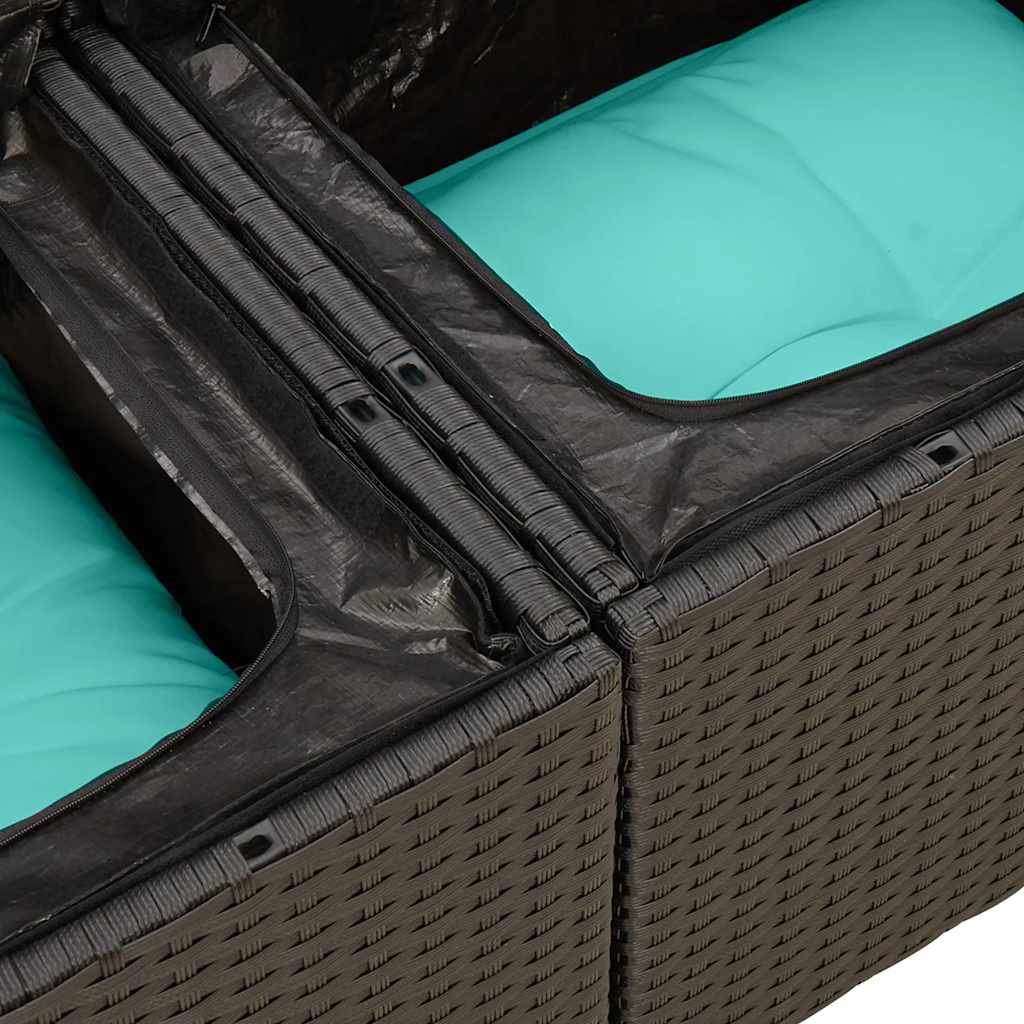 Set Divani da Giardino 11 pz con Cuscini Polyrattan Acacia Nero